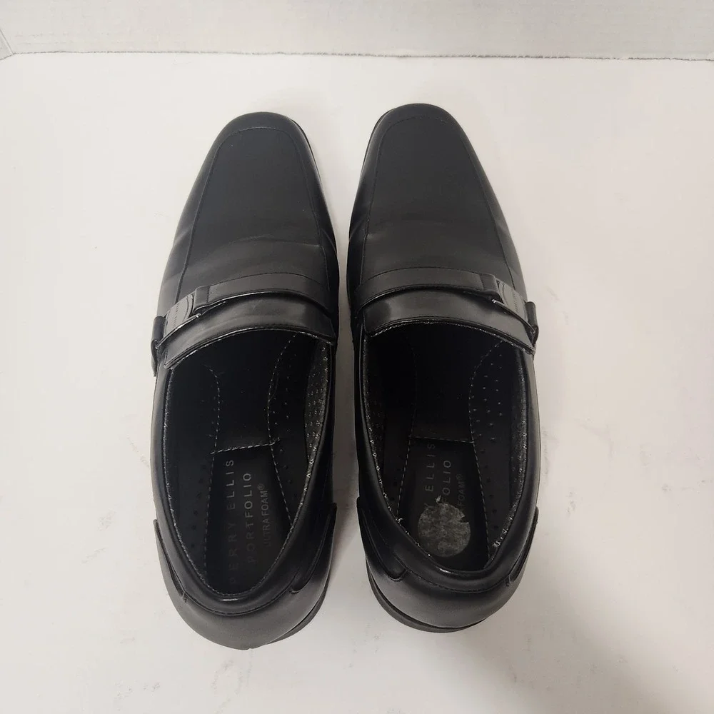 Perry Ellis Portfolio Men 8 Black Justin Ultra Foam Slip On‎ Dress Loafer Shoes